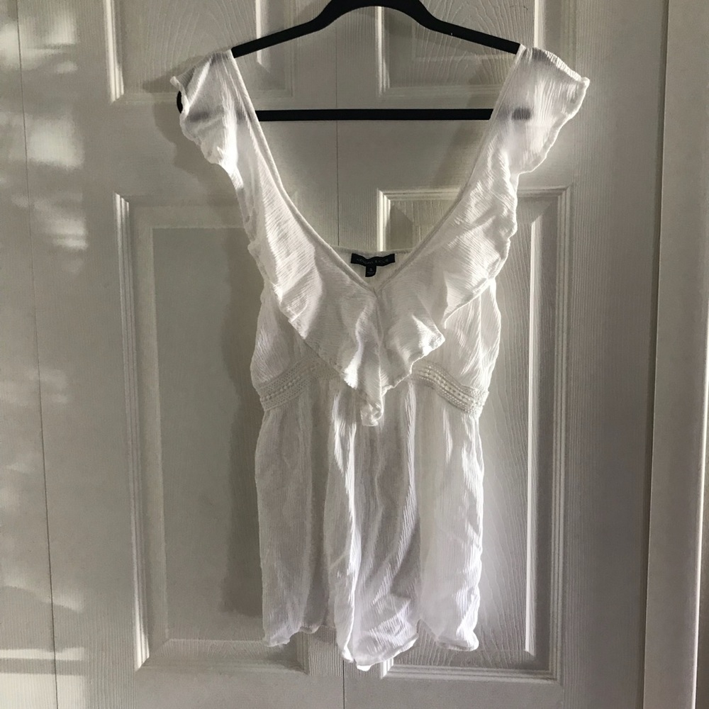 Kendall & Kylie White Romper w/ Ruffle | Beach